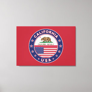 USA_STATES - WITH_FLAG_California_circle_with_flag Leinwanddruck