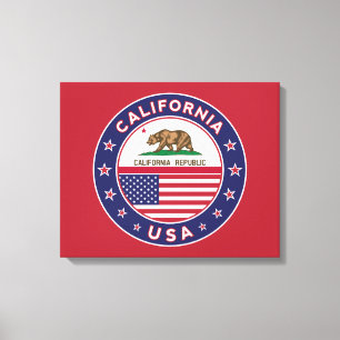 USA_STATES - WITH_FLAG_California_circle_with_flag Leinwanddruck