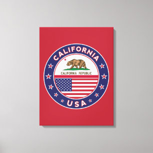 USA_STATES - WITH_FLAG_California_circle_with_flag Leinwanddruck
