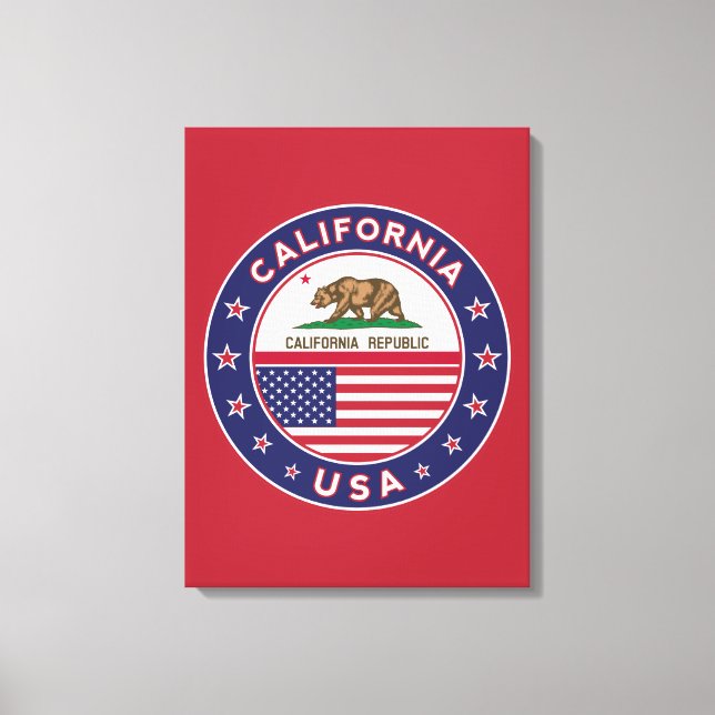 USA_STATES - WITH_FLAG_California_circle_with_flag Leinwanddruck (Vorderseite)