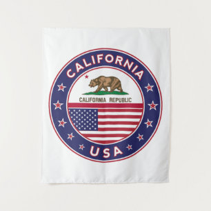 USA_STATES - WITH_FLAG_California_circle_with_flag Wandteppich