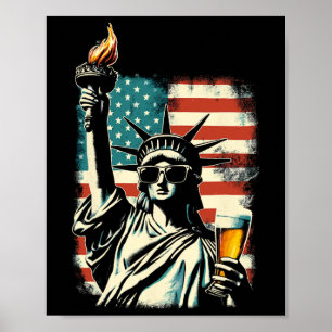 USA Statue Of Liberty 4. Juli Party Bier Lustig Poster