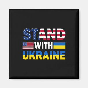 USA Steht mit Ukraine Stolz Patriotische Flagge Magnet