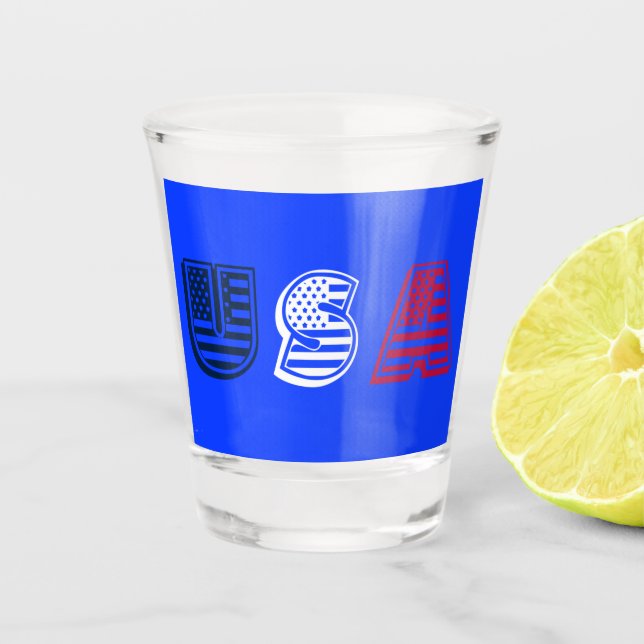 USA Sterne + Streifen Schnapsglas (Vorderseite)