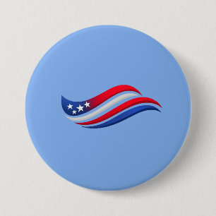 USA Sterne & Streifen Welle Wurfkissen Rot Weiß Button