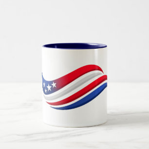 USA Sterne & Streifen Welle Wurfkissen   Rot Weiß Zweifarbige Tasse