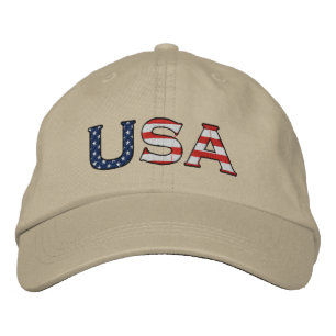 USA Stickersteine und Streifen-Hut (Khaki) Bestickte Kappe