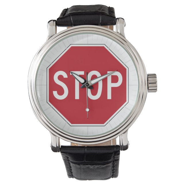 USA Stopp Sign Armbanduhr (Vorderseite)