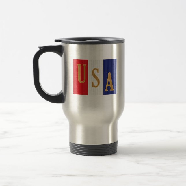 USA-Streifen-Dekor Reisebecher (Links)