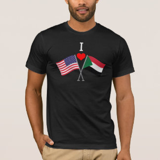 USA-Sudan Cross Fahnen Herren kurz Ärmel T-Shirt