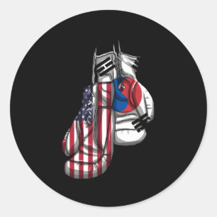 USA - Südkorea - Flag für gemischte DNA Runder Aufkleber