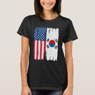 USA Südkorea Halbamerikanische Flaggenstaaten T-Shirt
