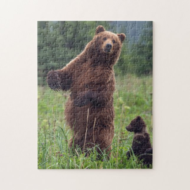 USA, Südost-Alaska, Brown Bear and cub Puzzle (Vertikal)