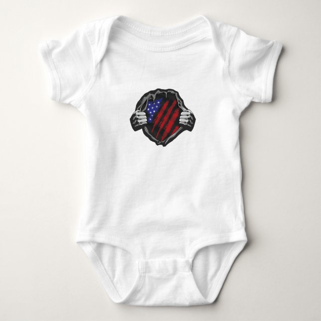 USA Superherd Costume Flag Baby Strampler (Vorderseite)