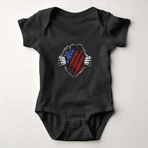 USA Superherd Costume Flag Baby Strampler