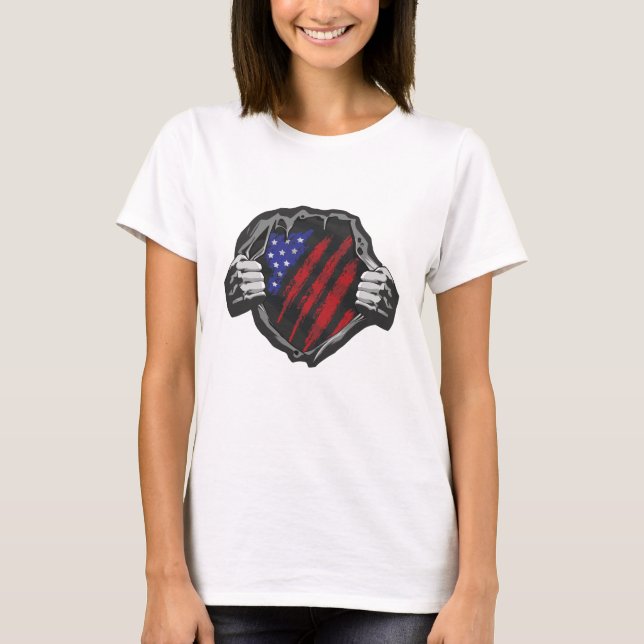USA Superherd Costume Flag T-Shirt (Vorderseite)