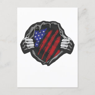 USA Superhero Costume Flag T - Shirt Postkarte
