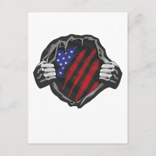 USA Superhero Costume Flag T - Shirt Postkarte