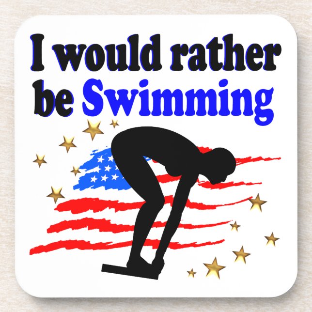 USA SWIMMER DESIGN ICH WÜRDE SEHR SCHWIMMEN GETRÄNKEUNTERSETZER (Vorderseite)