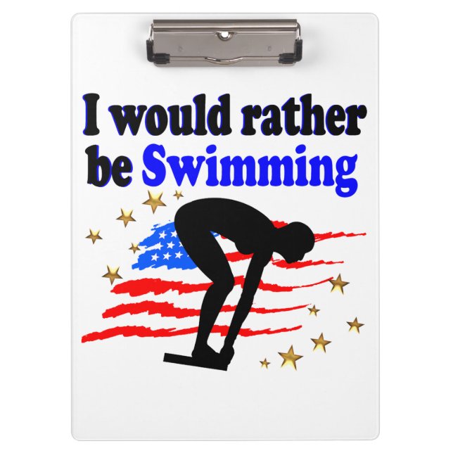 USA SWIMMER DESIGN ICH WÜRDE SEHR SCHWIMMEN KLEMMBRETT (Vorderseite)