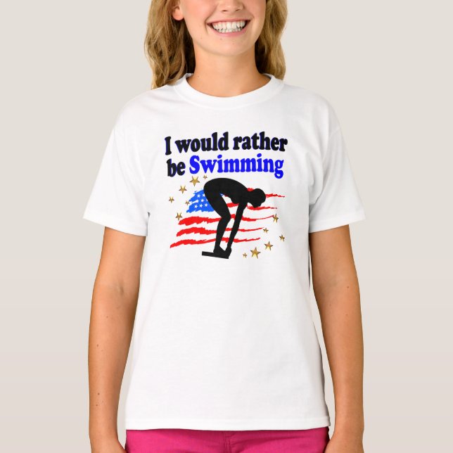 USA SWIMMER DESIGN ICH WÜRDE SEHR SCHWIMMEN T-Shirt (Vorderseite)