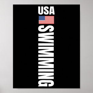 Usa Swimming Amerikanische Flagge Schwimm Sport Te Poster