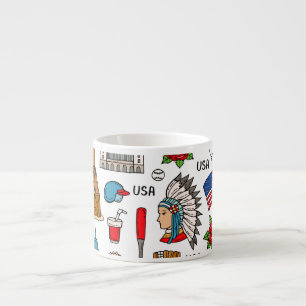 USA Symbole Vintag Nahtloses Muster Espressotasse