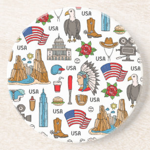 USA Symbole Vintag Nahtloses Muster Getränkeuntersetzer