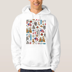 USA Symbole Vintag Nahtloses Muster Hoodie