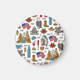 USA Symbole Vintag Nahtloses Muster Magnet
