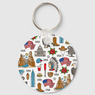 USA-Symbole Vintage-Nahtloses Muster Schlüsselanhänger