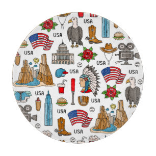 USA-Symbole Vintage-Nahtloses Muster Schneidebrett