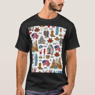 USA-Symbole Vintage-Nahtloses Muster T-Shirt