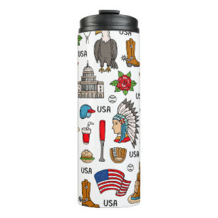 USA-Symbole Vintage-Nahtloses Muster Thermosbecher