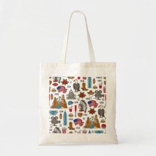 USA-Symbole Vintage-Nahtloses Muster Tragetasche