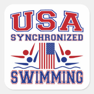 USA Synchronschwimmen Quadratischer Aufkleber