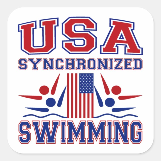 USA Synchronschwimmen Quadratischer Aufkleber (Vorderseite)