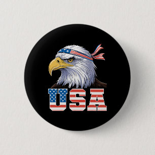 Usa T-Shirt Amerikanische Flagge Männer Frauen Kin Button