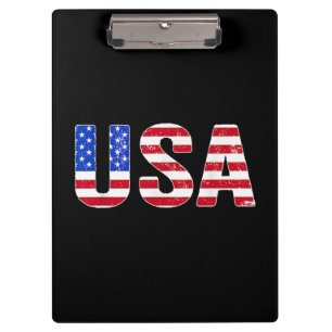 USA T-Shirt Patriotische Amerikanische Flagge Männ Klemmbrett
