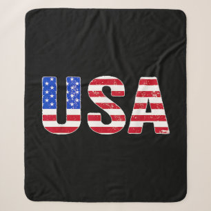USA T-Shirt Patriotische Amerikanische Flagge Männ Sherpadecke