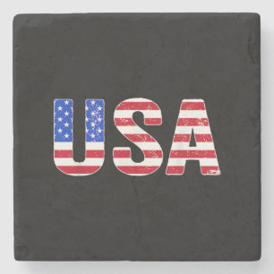 USA T-Shirt Patriotische Amerikanische Flagge Männ Steinuntersetzer
