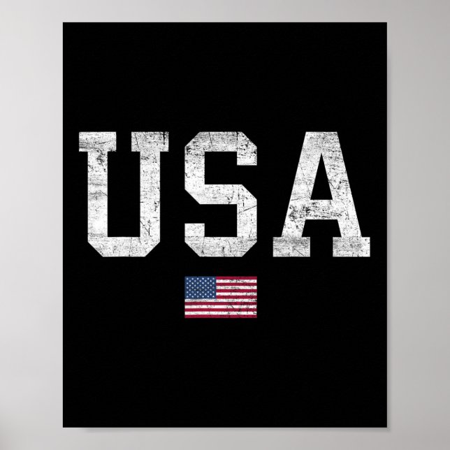 Usa T Shirt Women Men Kids Patriotic American Flag Poster (Vorne)