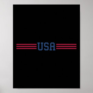 USA T Shirt Women Men Patriotic American White Poster