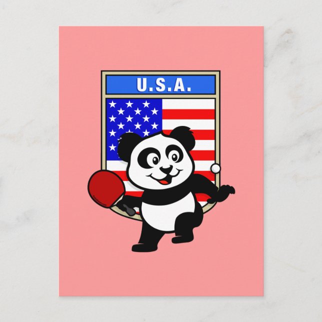 USA Table Tennis Panda Postkarte (Vorderseite)
