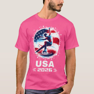 USA-Team 2026 Eiskunstlauf Amerikanische Flagge Mä T-Shirt