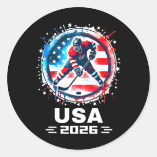 Usa Team 2026 Hockey Amerikanische Flagge Frauen M Runder Aufkleber