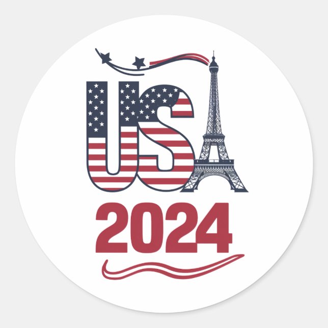 USA Team American Flag Sport USA 2024 Runder Aufkleber (Vorderseite)