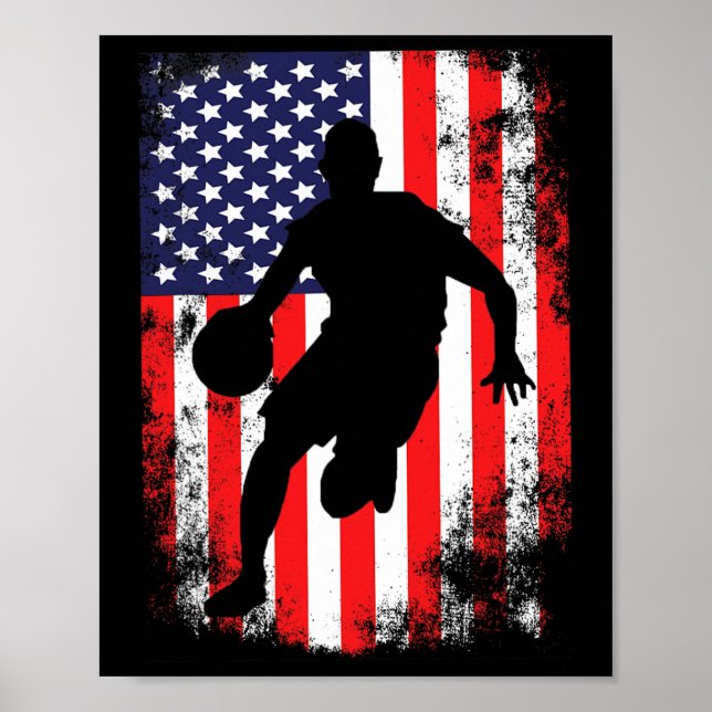 USA Team Basketball Supporter American Patriotic F Poster (Vorne)