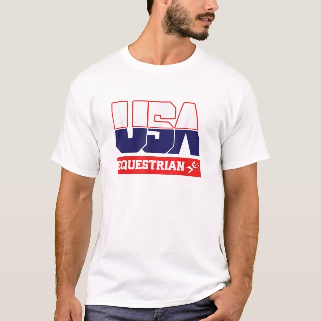 USA Team Reitmännchen Amerikanischer Sport T Sh T-Shirt (Vorderseite)