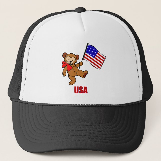 USA-Teddybär Truckerkappe (Vorderseite)